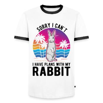 Rabbit Bunny Rabbit Rabbit - Men's Ringer Shirt - white/black - Front - AI Model Female 172 light (172cm) & AI Model Male 178 dark (178cm)