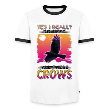 Crow Gift Raven Crow - Men's Ringer Shirt - white/black - Front - AI Model Female 172 light (172cm) & AI Model Male 178 dark (178cm)