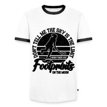 Don't Tell Me The Retro Goalkeeper Hockey Player - Men's Ringer Shirt - white/black - Front - AI Model Female 172 light (172cm) & AI Model Male 178 dark (178cm)