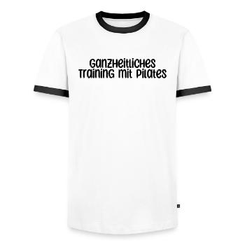Pilates - Ganzheitliches Training mit Pilates - Männer Kontrast-T-Shirt - Weiß/Schwarz - Vorne - AI Model Female 172 light (172cm) & AI Model Male 178 dark (178cm)