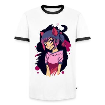 Cosplay - T-shirt contrasté Homme - blanc/noir - Devant - AI Model Female 172 light (172cm) & AI Model Male 178 dark (178cm)