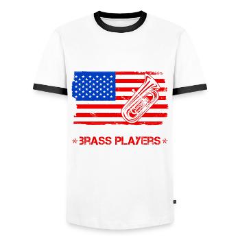 Euphoniumist Design Für Euphonium - Men's Ringer Shirt - white/black - Front - AI Model Female 172 light (172cm) & AI Model Male 178 dark (178cm)