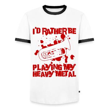 Euphonium-design Für Blasorchesterspieler - T-shirt contrasté Homme - blanc/noir - Devant - AI Model Female 172 light (172cm) & AI Model Male 178 dark (178cm)