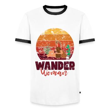 Wander Women in Nature - Men's Ringer Shirt - white/black - Front - AI Model Female 172 light (172cm) & AI Model Male 178 dark (178cm)
