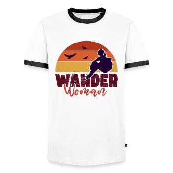 Wander Women in Nature - Men's Ringer Shirt - white/black - Front - AI Model Female 172 light (172cm) & AI Model Male 178 dark (178cm)