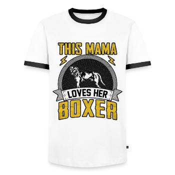 This mama loves her boxer - Männer Kontrast-T-Shirt - Weiß/Schwarz - Vorne - AI Model Female 172 light (172cm) & AI Model Male 178 dark (178cm)