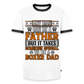 N’importe quel homme peut être père, mais il faut quelqu’un - T-shirt contrasté Homme - blanc/noir - Devant - AI Model Female 172 light (172cm) & AI Model Male 178 dark (178cm)