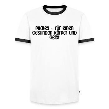 Pilates - Pilates - für einen gesunden Körper und - Männer Kontrast-T-Shirt - Weiß/Schwarz - Vorne - AI Model Female 172 light (172cm) & AI Model Male 178 dark (178cm)