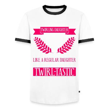 Baton Twirler Daughter Design Für Majorette - Men's Ringer Shirt - white/black - Front - AI Model Female 172 light (172cm) & AI Model Male 178 dark (178cm)