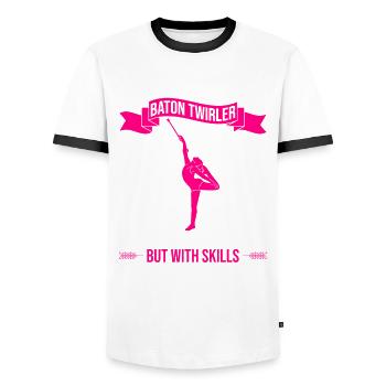 Batorn Twirler Design Für Majorette Cheerleader - Men's Ringer Shirt - white/black - Front - AI Model Female 172 light (172cm) & AI Model Male 178 dark (178cm)