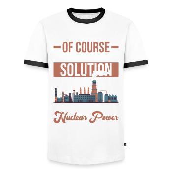 Nuklearingenieur Und Kernkraftwerk Kernenergie - T-shirt contrasté Homme - blanc/noir - Devant - AI Model Female 172 light (172cm) & AI Model Male 178 dark (178cm)