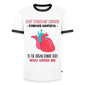 Heart Transplant Survivor Forever Grateful - Männer Kontrast-T-Shirt - Weiß/Schwarz - Vorne - AI Model Female 172 light (172cm) & AI Model Male 178 dark (178cm)