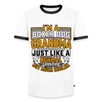 Boxer Dog Grandma - Men's Ringer Shirt - white/black - Front - AI Model Female 172 light (172cm) & AI Model Male 178 dark (178cm)