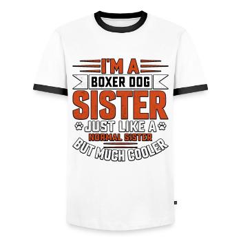 Je suis une sœur de chien boxeur - T-shirt contrasté Homme - blanc/noir - Devant - AI Model Female 172 light (172cm) & AI Model Male 178 dark (178cm)