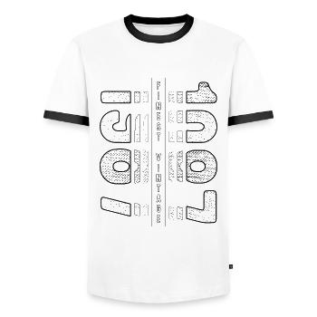 Finest Vintage 1987 Year of birth 1987 Birthday - Men's Ringer Shirt - white/black - Front - AI Model Female 172 light (172cm) & AI Model Male 178 dark (178cm)