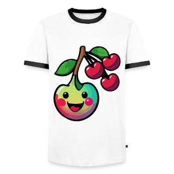 Bande dessinée Cerise - T-shirt contrasté Homme - blanc/noir - Devant - AI Model Female 172 light (172cm) & AI Model Male 178 dark (178cm)