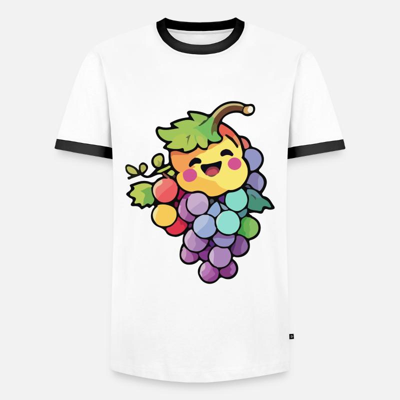 Weintrauben Comic - Männer Kontrast-T-Shirt - Weiß/Schwarz