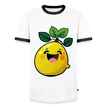 Lemon Comic - Men's Ringer Shirt - white/black - Front - AI Model Female 172 light (172cm) & AI Model Male 178 dark (178cm)