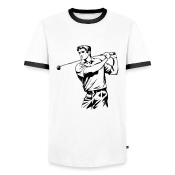 Golfeurs de golf - T-shirt contrasté Homme - blanc/noir - Devant - AI Model Female 172 light (172cm) & AI Model Male 178 dark (178cm)