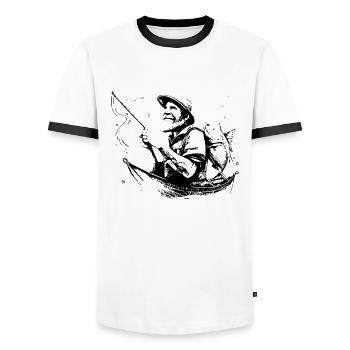Pêche à la ligne - T-shirt contrasté Homme - blanc/noir - Devant - AI Model Female 172 light (172cm) & AI Model Male 178 dark (178cm)
