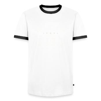 25th birthday man April Born 1998 Original - Men's Ringer Shirt - white/black - Front - AI Model Female 172 light (172cm) & AI Model Male 178 dark (178cm)