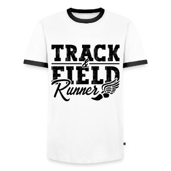 Course d’athlétisme Sprint Sprinter - T-shirt contrasté Homme - blanc/noir - Devant - AI Model Female 172 light (172cm) & AI Model Male 178 dark (178cm)