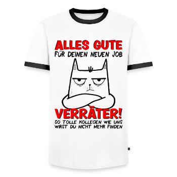Jobwechsel Neuer Job Abschied Abschiedsgeschenk - Männer Kontrast-T-Shirt - Weiß/Schwarz - Vorne - AI Model Female 172 light (172cm) & AI Model Male 178 dark (178cm)