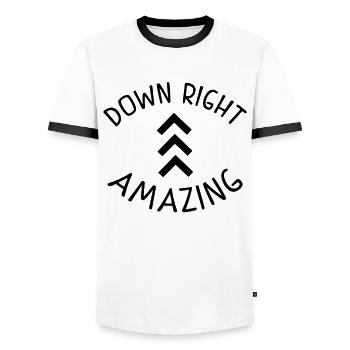 Down Right Amazing Shirt Down Syndrome Chemises Awar - T-shirt contrasté Homme - blanc/noir - Devant - AI Model Female 172 light (172cm) & AI Model Male 178 dark (178cm)