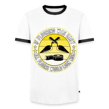 Bodenleger Fliesenleger Estrichleger - Männer Kontrast-T-Shirt - Weiß/Schwarz - Vorne - AI Model Female 172 light (172cm) & AI Model Male 178 dark (178cm)