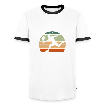 Tennis Padelspieler Padel - Männer Kontrast-T-Shirt - Weiß/Schwarz - Vorne - AI Model Female 172 light (172cm) & AI Model Male 178 dark (178cm)
