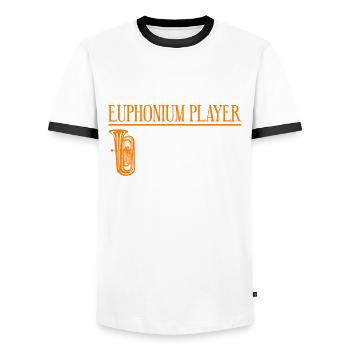 Brass Horn Marching Band Design Für - Men's Ringer Shirt - white/black - Front - AI Model Female 172 light (172cm) & AI Model Male 178 dark (178cm)