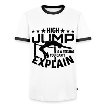 Le saut en hauteur est un sentiment que vous avez lancé au lancer du poids en hauteur - T-shirt contrasté Homme - blanc/noir - Devant - AI Model Female 172 light (172cm) & AI Model Male 178 dark (178cm)