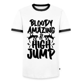 Bloody Amazing At High Jump Shot Put High Jumper - Männer Kontrast-T-Shirt - Weiß/Schwarz - Vorne - AI Model Female 172 light (172cm) & AI Model Male 178 dark (178cm)