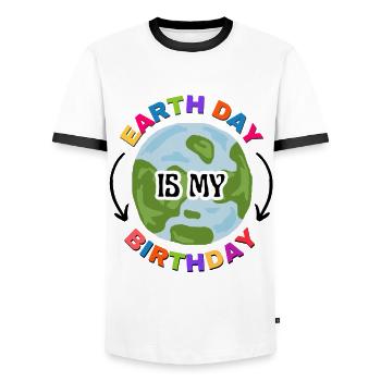 Tag der Erde Geburtstag 22. April - Männer Kontrast-T-Shirt - Weiß/Schwarz - Vorne - AI Model Female 172 light (172cm) & AI Model Male 178 dark (178cm)