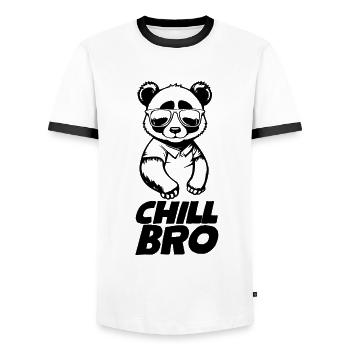 Chill Bro Lustiger Cartoon Panda mit Sonnenbrille - Männer Kontrast-T-Shirt - Weiß/Schwarz - Vorne - AI Model Female 172 light (172cm) & AI Model Male 178 dark (178cm)