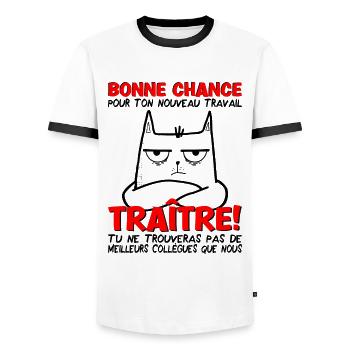Départ collègue travail nouvel emploi bonne chance - T-shirt contrasté Homme - blanc/noir - Devant - AI Model Female 172 light (172cm) & AI Model Male 178 dark (178cm)