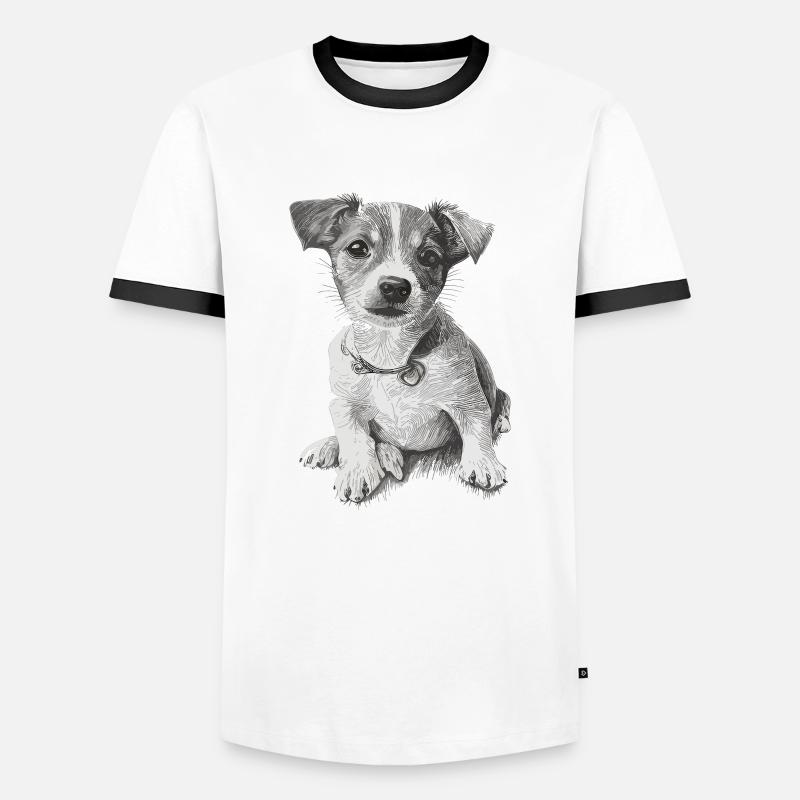 Hund - Männer Kontrast-T-Shirt - Weiß/Schwarz