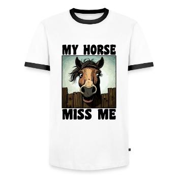 Funny Horse Saying - Men's Ringer Shirt - white/black - Front - AI Model Female 172 light (172cm) & AI Model Male 178 dark (178cm)