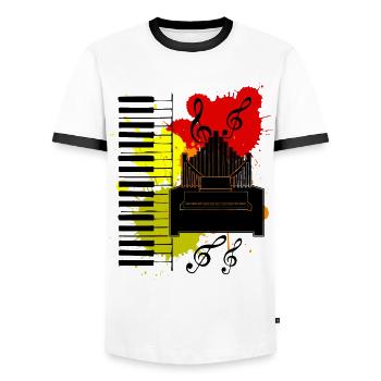 Organ Organ Player Saying Organist - Men's Ringer Shirt - white/black - Front - AI Model Female 172 light (172cm) & AI Model Male 178 dark (178cm)