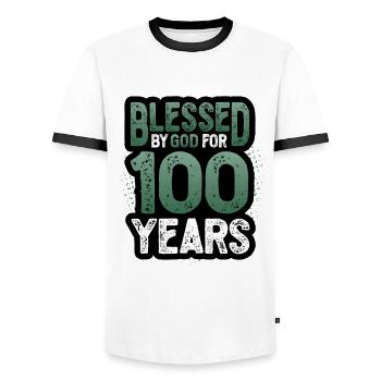 Von Gott Gesegnete Ordensleute Für 100 Jahre - Männer Kontrast-T-Shirt - Weiß/Schwarz - Vorne - AI Model Female 172 light (172cm) & AI Model Male 178 dark (178cm)