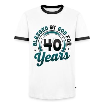 Von Gott Gesegnete Ordensleute Seit 40 Jahren - Männer Kontrast-T-Shirt - Weiß/Schwarz - Vorne - AI Model Female 172 light (172cm) & AI Model Male 178 dark (178cm)