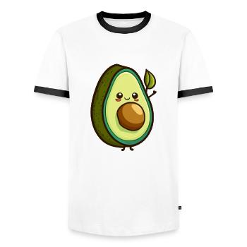 Avocado - Männer Kontrast-T-Shirt - Weiß/Schwarz - Vorne - AI Model Female 172 light (172cm) & AI Model Male 178 dark (178cm)