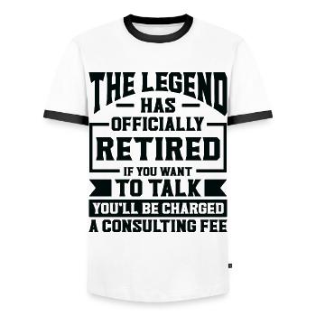 Retraité Pension de retraite Humour Idée cadeau Grand-père - T-shirt contrasté Homme - blanc/noir - Devant - AI Model Female 172 light (172cm) & AI Model Male 178 dark (178cm)