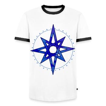 Stars - Star - Graphics - Graphic Design - Men's Ringer Shirt - white/black - Front - AI Model Female 172 light (172cm) & AI Model Male 178 dark (178cm)