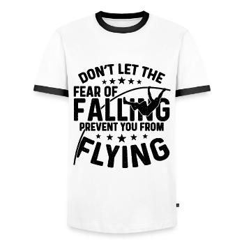 Ne laissez pas la peur de l’amour du saut à la perche en saut en hauteur - T-shirt contrasté Homme - blanc/noir - Devant - AI Model Female 172 light (172cm) & AI Model Male 178 dark (178cm)