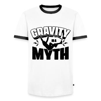 Gravity Is A Myth Track And Field Pole Vaulter - Men's Ringer Shirt - white/black - Front - AI Model Female 172 light (172cm) & AI Model Male 178 dark (178cm)