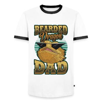Best Bearded Dragon Dad Ever - Men's Ringer Shirt - white/black - Front - AI Model Female 172 light (172cm) & AI Model Male 178 dark (178cm)