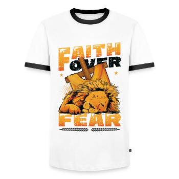 C’est dans mon ADN, la Bible, l’Église, les religieux chrétiens - T-shirt contrasté Homme - blanc/noir - Devant - AI Model Female 172 light (172cm) & AI Model Male 178 dark (178cm)