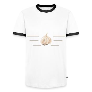 Trust in Garlic - Männer Kontrast-T-Shirt - Weiß/Schwarz - Vorne - AI Model Female 172 light (172cm) & AI Model Male 178 dark (178cm)