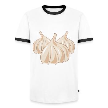 Knoblauch Kochen Knoblauchzehe - Männer Kontrast-T-Shirt - Weiß/Schwarz - Vorne - AI Model Female 172 light (172cm) & AI Model Male 178 dark (178cm)